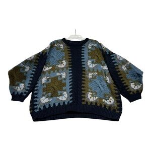Vintage Jane Wheeler Hand Knitted Wool Sweater Made in England Chunky Knit